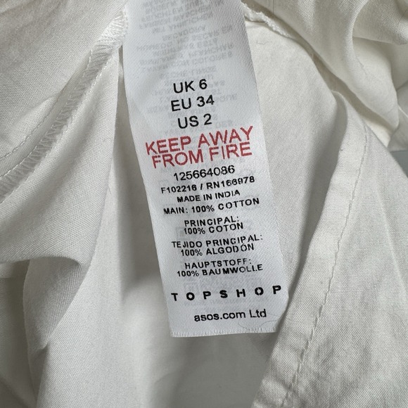 Asos‎ / TopShop Size 2 White 100% Cotton Mini Beach Dress NWT Adjustable Straps - Picture 5 of 6